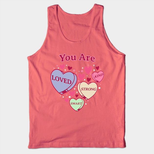 Teacher Valentine Day Retro Heart Candy - Cute Self Love Tank Top by OrangeMonkeyArt